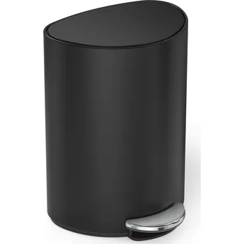 Odpadkový koš Pedálový odpadkový koš Simplehuman – 6 L, půlkulatý, černá matná ocel, tiché zavírání