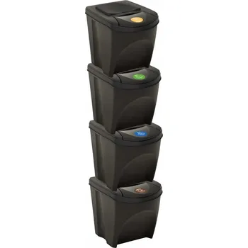 Odpadkový koš Stohované odpadkové koše, 4 ks , antracitové, 100 l