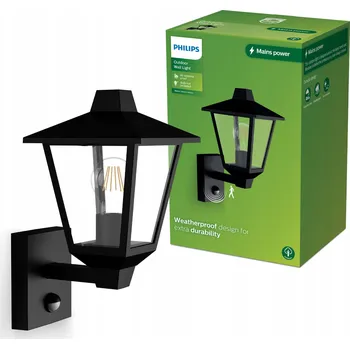 Venkovní osvětlení Venkovní nástěnné svítidlo Philips černé E27 0 W