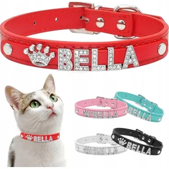 Obojek pro psa Červený OBOJEK S VLASTNÍM JMÉNEM / IDENTIFIKAČNÍ ŠTÍTEK pro psa kočku