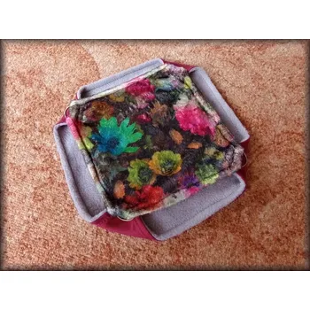 DUOhamaka vínová+šedá+květy