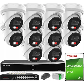 IP kamera Monitorovací systém 14x kamera 6MPx s analýzou AcuSense, hybridní, disk 2TB Hikvision