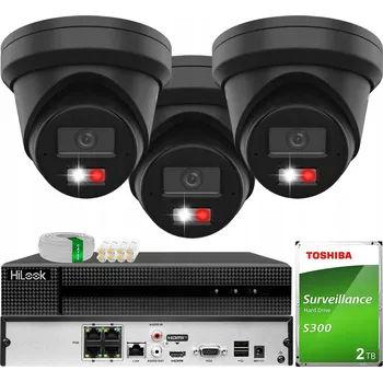 Bezpečnostní kamera Monitoring Hikvision 3x Kamera DS-2CD2363G2-LI2U ČERNÁ 6MP AcuSense LED 2TB