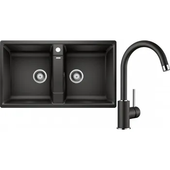 Granitový dřez Set RS Blanco Zia 9 + Blanco Mida (černá + černá)