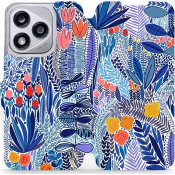 Pouzdro na mobilní telefon Flipové pouzdro Mobiwear - Honor 400 Lite 5G - MP03P Modrá květena (Knížkové flip pouzdro, obal, kryt na mobil Honor 400 Lite 5G - MP03P Modrá květena, materiál Umělá kůže + TPU - ochrana 360°, stojánek, silikonová vanička, magnetické zavírání)