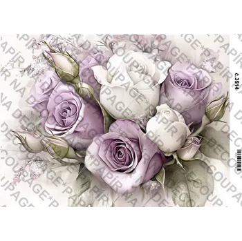 Umělecký papír Rýžový a soft papír na decoupage - Fialové květiny a zákoutí - KB03514 Materiál: Soft, Rozměr: A4