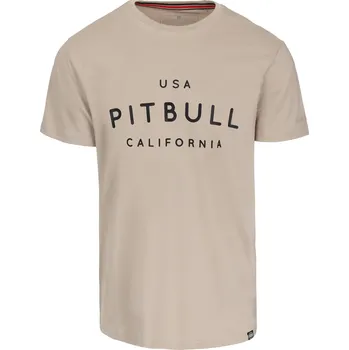 Pánské tričko PitBull West Coast - pánské triko slim fit USA CAL béžové S