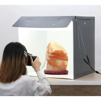 Softbox Sanoto Fotografický stan přenosný 60 cm, 2 x světlo LED, odnímatelné pozadí, skládací