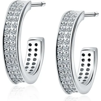 Náušnice Stříbrné náušnice kroužky se zirkonovou výplní - Meucci SLE404