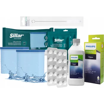 Příprava kávy 2x vodní filtr pro kávovary Philips Latte Go Saeco + odvápňovač + tablety