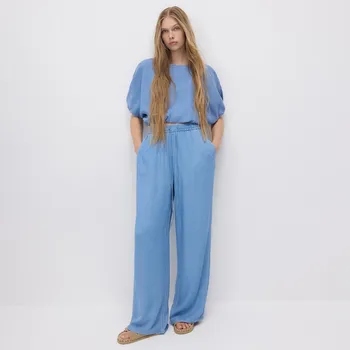 Dámské džíny Reserved - Džíny wide leg z lyocellu - modrá - YS793-50J - YS793-50J-40