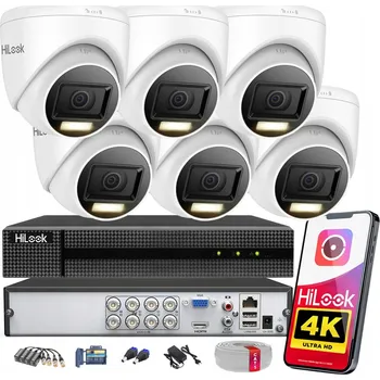 IP kamera Sada venkovního monitoringu 6 kamer 8MPx 4K HiLook Hikvision AHD Kroucená dvoulinka