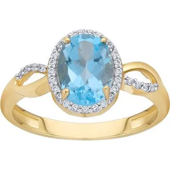 Prsten Zlatý prsten Peyton ze žlutého zlata s přírodním modrým topazem a Brilliance Zirconia velikost obvod 62 mm FNNNR238RGYSBT-obvod 62 mm