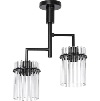 Lustr na tyči 2xE27/60W/230V černá/čirá