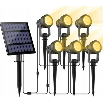 Venkovní osvětlení Solární Zahradní Lampa 6 reflektorů, teplá barva 3000K