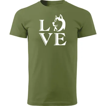 Pánské tričko Grooters Tričko pro pejskaře - Dog love Barva: Khaki, Velikost: S