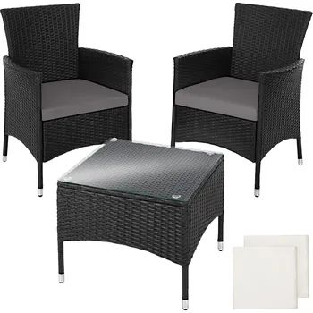 Zahradní sestava TecTake GmbH 402862 zahradní ratanový nábytek luzern 2+1 - černá