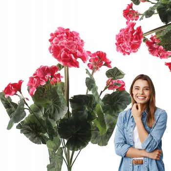 umělá květina Pelargonie Umělé Květy na Balkon Terasa Dekorace - Růžová