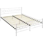 TecTake GmbH 401721 kovová postel dvoulůžková včetně lamelových roštů - 200 x 140 cm,bílá
