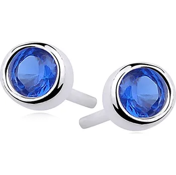 Náušnice Stříbrné kulaté pecky se safírem - Meucci SLE131