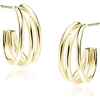 Náušnice Pozlacené stříbrné náušnice rozevláté kruhy - Meucci SLE436