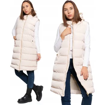 Dámská vesta Dlouhá dámská prošívaná vesta s kapucí Vesta MORAJ S