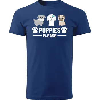 Pánské tričko Grooters Tričko pro pejskaře - Puppies please Barva: Modrá, Velikost: L