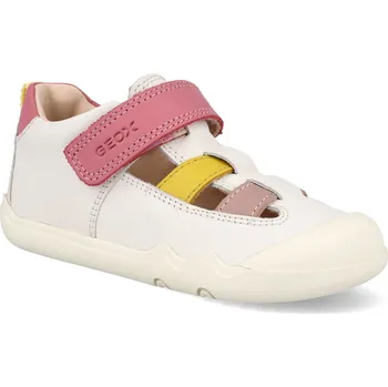 Dívčí sandály Barefoot dětské sandály Geox - B Steppieup White/DK pink bílé/ růžové Velikost: 27