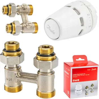 Hlavice pro radiátor SADA PŘÍMÝCH VENTILŮ 1/2'' A TERMOSTATICKÁ KARTUŠE