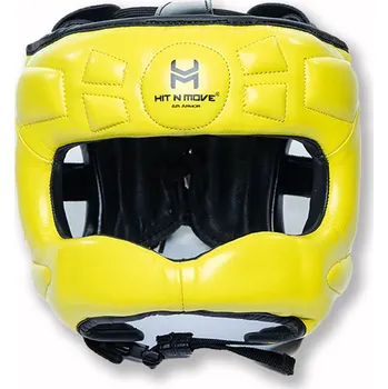 Chránič hlavy na box a bojový sport Boxerská helma HIT N MOVE s rámem - žlutá