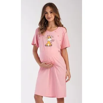 Dámské noční prádlo Dámská noční košile mateřská Vienetta Secret Malá žirafa světle lososová XL