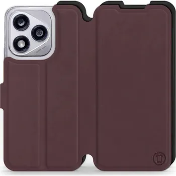 Pouzdro na mobilní telefon Flipové pouzdro Mobiwear Semiš - Honor 400 Lite 5G - Bordové & Černé (Knížkové semišové flip pouzdro, obal, kryt na mobil Honor 400 Lite 5G - Bordové & Černé, materiál semiš + TPU, ochrana 360°, stojánek, silikonová vanička, magnetické zavírání)