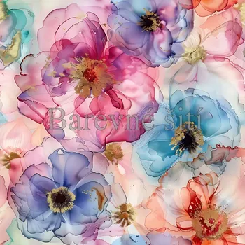 Úplet, Průsvitné barevné květy (E) (Top kvalitní úplet Bella digitisk)