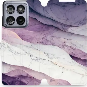 Pouzdro na mobilní telefon Flipové pouzdro Mobiwear - Motorola Edge 60 Fusion - VP31S Bílý a fialový mramor (Knížkové flip pouzdro, obal, kryt na mobil Motorola Edge 60 Fusion - VP31S Bílý a fialový mramor, materiál Umělá kůže + TPU - ochrana 360°, stojánek, silikonová vanička,)