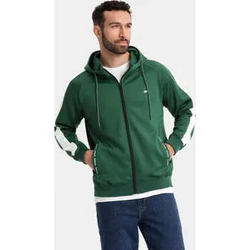 Pánská mikina Ombre Clothing Nadčasová zelená mikina s kapucí V7 EM-SSZP-0210