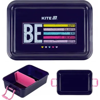 Svačinový box LUNCHBOX SVAČINOVÝ BOX DO ŠKOLY MOTIVAČNÍ PŘIHRÁDKY 650ml MODRÝ KITE