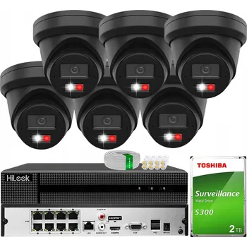 Bezpečnostní kamera Monitorovací sada 6MPx, 6x kamera DS-2CD2363G2-LI2U BLACK AcuSense Hikvision, 2TB