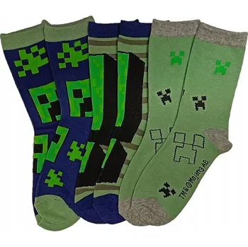 Pánské ponožky Ponožky ponožky MINECRAFT CREEPER ponožky chlapecké 3-balení 27/30