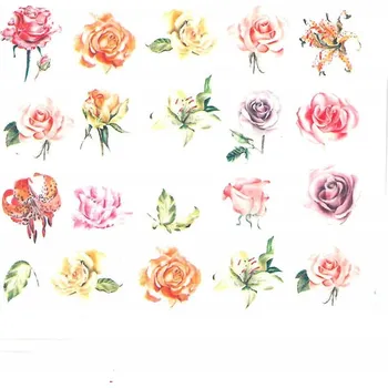 Samolepky na Zdobení Nehtů Vodní Vzory Barevné Květiny BN-1772