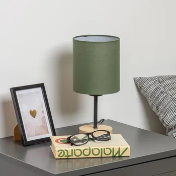 Lampička Brilagi Brilagi - Stolní lampa NUBILA WOOD 1xE27/25W/230V dub/zelená + záruka 3 roky