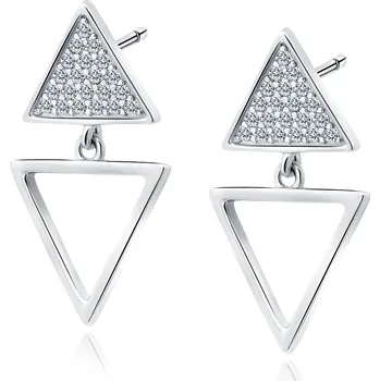 Náušnice Stříbrné visací náušnice s trojúhelníky a zirkony - Meucci SLE406