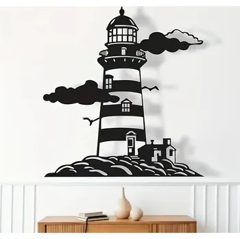 Obraz BAF Nástěnná kovová dekorace Maják 30 x 28 cm