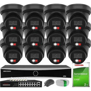 IP kamera Monitorovací systém 12x Kamera ČERNÁ 6MPx s AcuSense Hybrid + Disk 2TB Hikvision