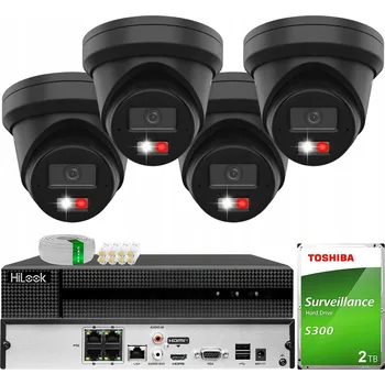 Bezpečnostní kamera Monitorovací sada Hikvision 4x Kamera DS-2CD2363G2-LI2U ČERNÁ 6MP AcuSense LED 2TB