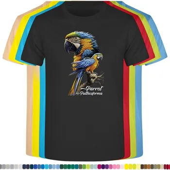 Dívčí tričko detske-levne-bavlnene-tricko-potisk-papousek-modry Barva: Black -černá, Dětská bavlněná trička JHK: L