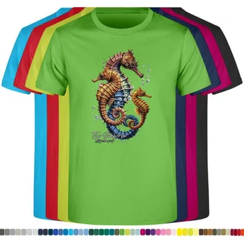 Dětská móda detske-levne-bavlnene-tricko-potisk-morsky-konik-svet Barva: Lime - limetková, Dětská bavlněná trička JHK: L