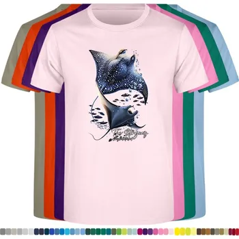 Dívčí tričko detske-levne-bavlnene-tricko-potisk-rejnok-morsky-svet Barva: Pink - růžová, Dětská bavlněná trička JHK: L