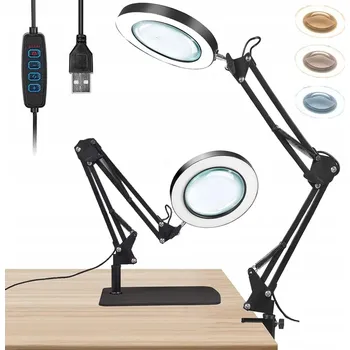 Lampička 10X LED KOSMETICKÁ LAMPA S LUPU ZVĚTŠOVACÍ STOLNÍ LAMPA KRESLÍŘSKÁ