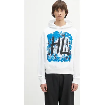 Pánská mikina Bavlněná mikina Helmut Lang SCRIBBLE.H1.LIGHT.CT pánská, bílá barva, s kapucí, s potiskem, P02HM513, M, 00X