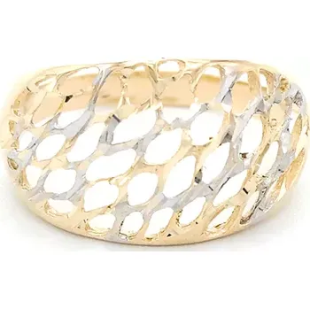 Prsten Zlatý prsten zdobený mřížkou dvě barvy zlata 3,05g